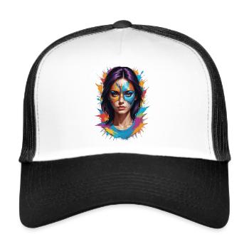 "Colourful masquerade: style meets protection" - Trucker Cap - white/black - Front
