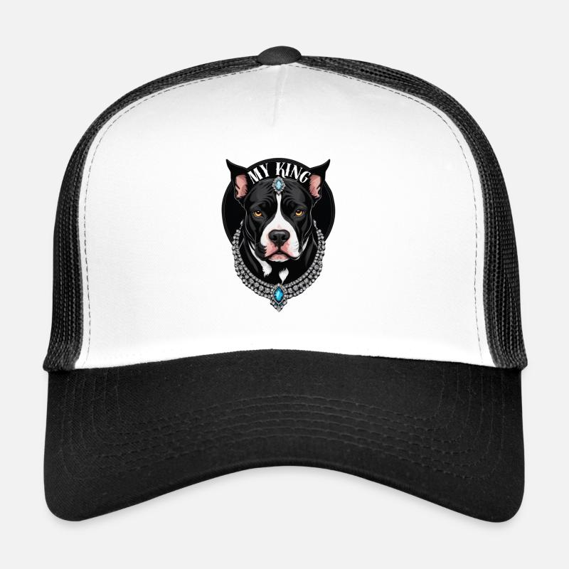 Mon roi le Pitbull - Casquette trucker  - blanc/noir