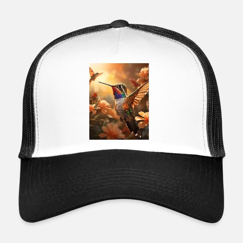 Kolibri im Flug - Trucker Cap - Weiß/Schwarz