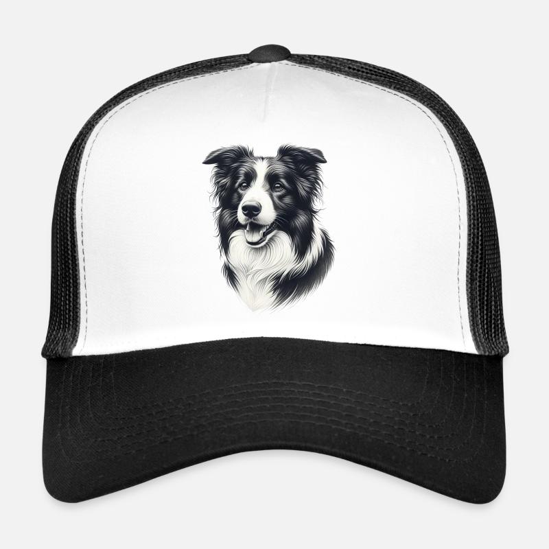 Border Collie Chien Mignon Noir Blanc Casquette trucker 