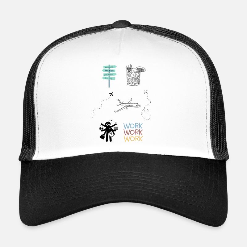 Arbeit vs. Urlaub - Trucker Cap - Weiß/Schwarz