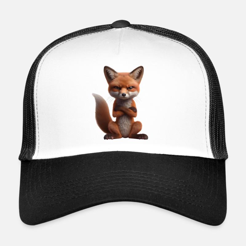 Fuchs grimmig 2 - Trucker Cap - Weiß/Schwarz
