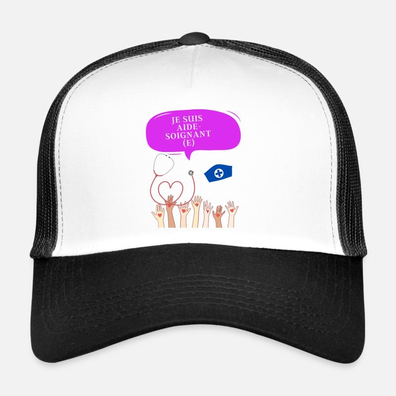 Je suis aide soignant e png - Casquette trucker  - blanc/noir