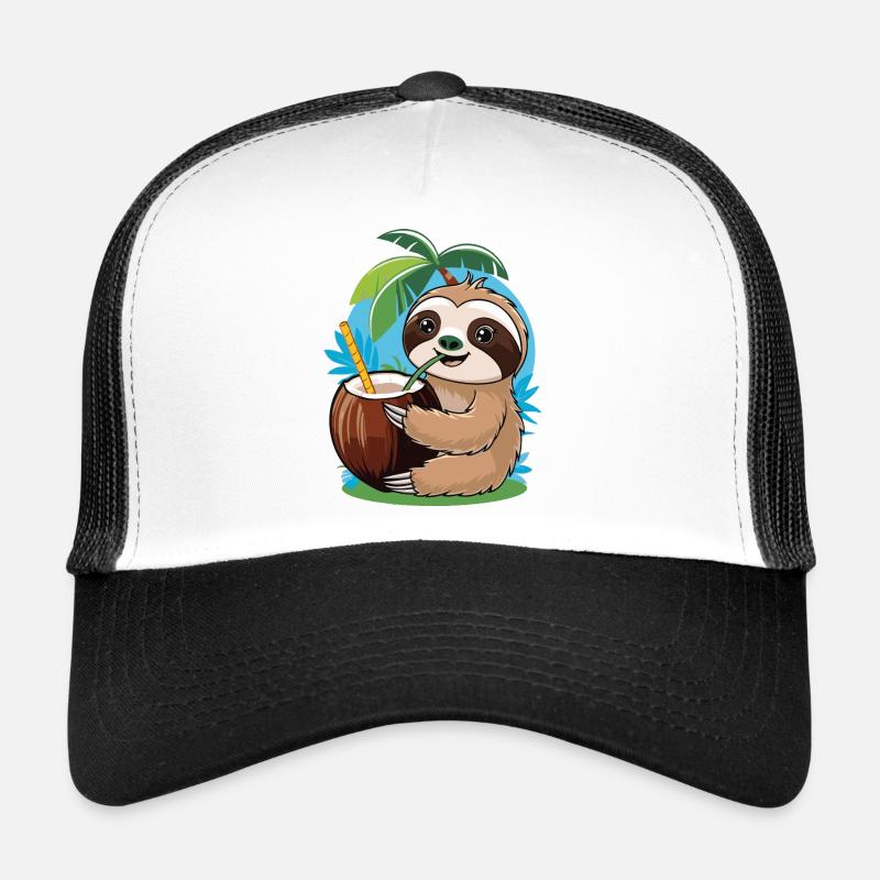Relaxed Faultier mit Kokosnuss – Sommer-Vibes Trucker Cap