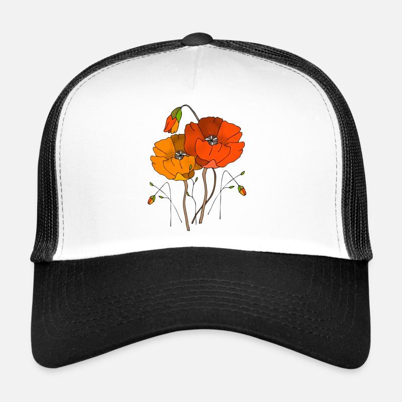 Blumen - Trucker Cap - Weiß/Schwarz