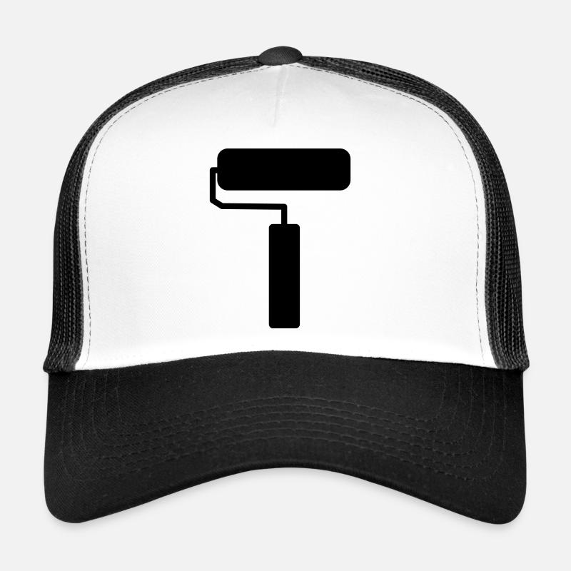 Paint Roller Silhouette – Minimalist Painting Tool - Trucker Cap - white/black