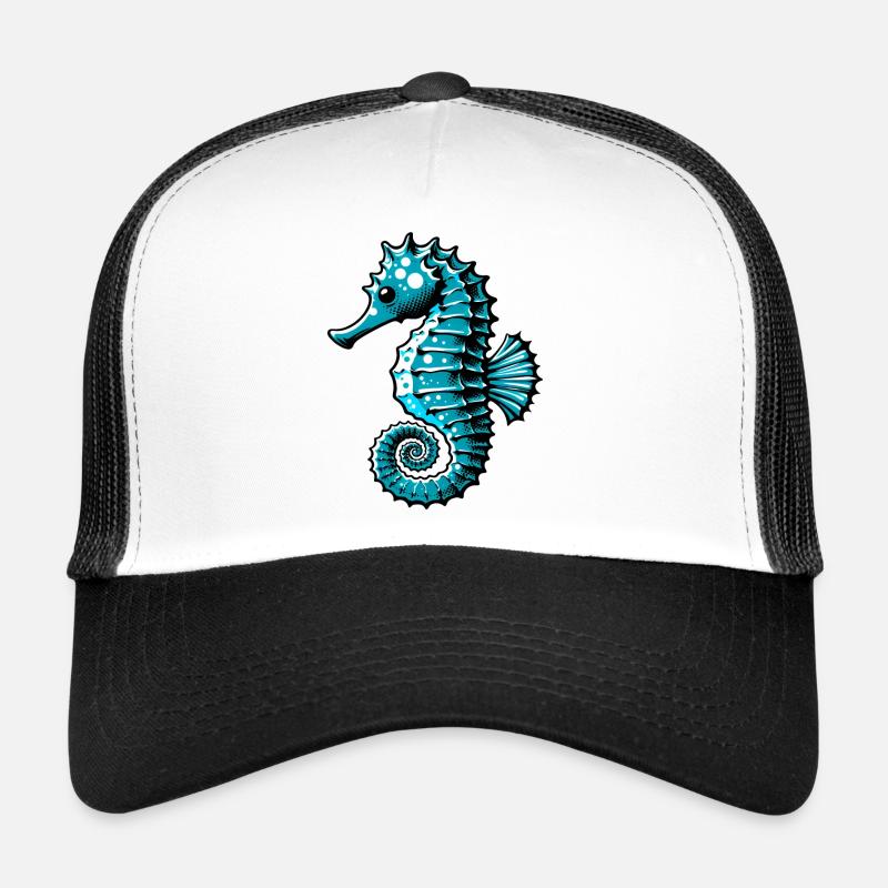 Seepferdchen - Trucker Cap - Weiß/Schwarz