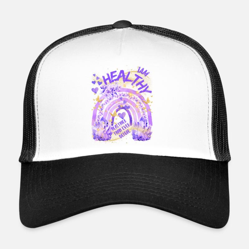 Gesundheit - Ich bin gesund mit Regenbogen - Trucker Cap - Weiß/Schwarz