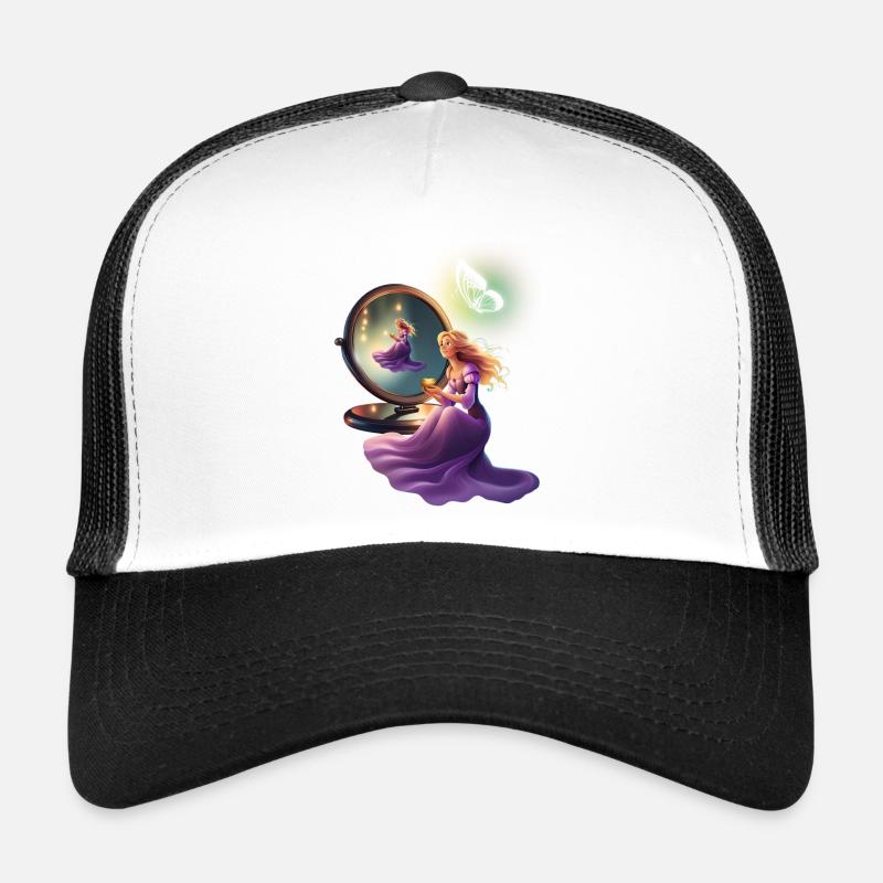 Princesse devant le miroir - Casquette trucker  - blanc/noir
