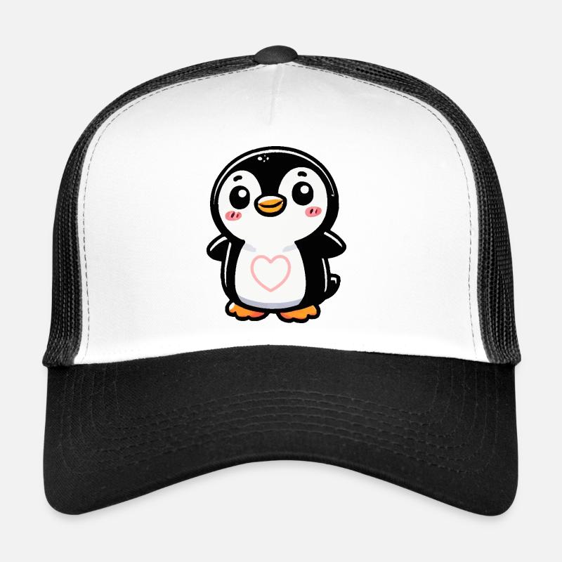 pinguin comic heart Trucker Cap