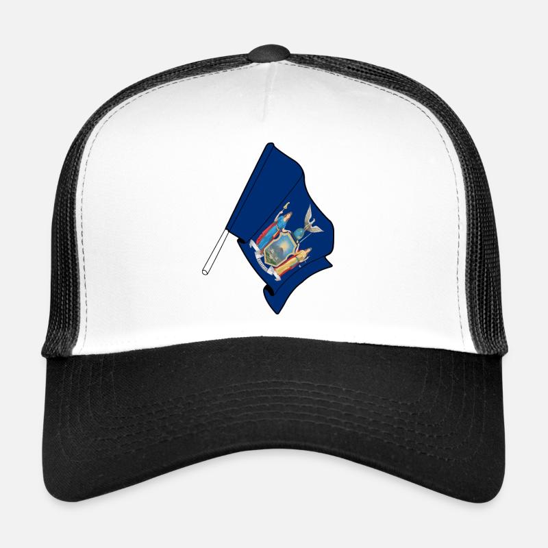 Flagge von New York - Trucker Cap - Weiß/Schwarz