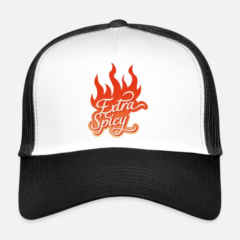 Extra Spicy – Fiery Typography - Trucker Cap - white/black