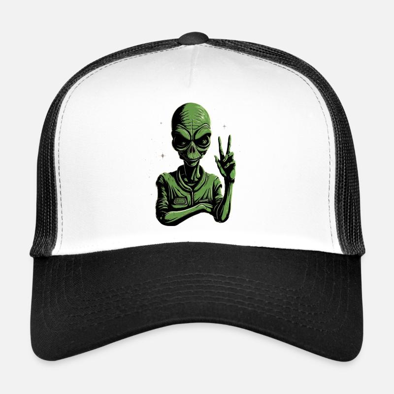Alien Peace Sign Trucker Cap
