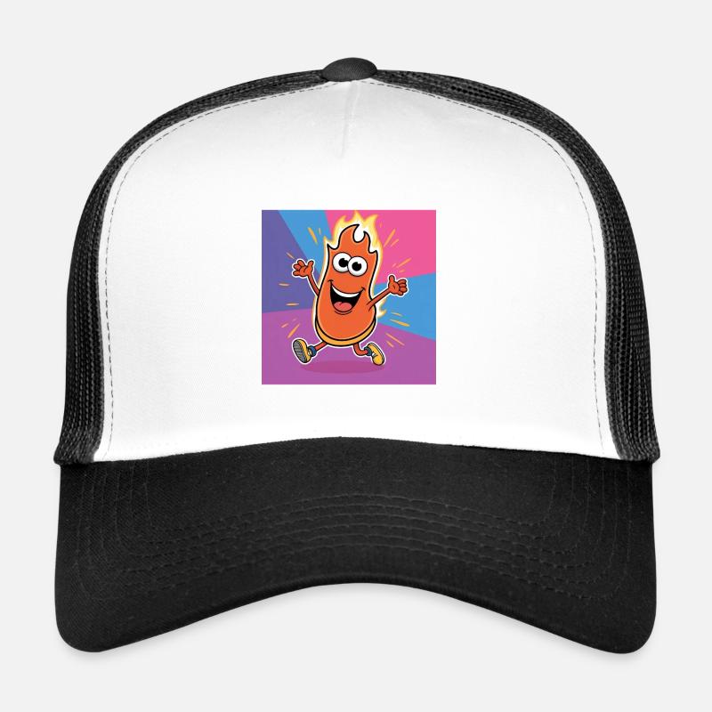 Flame Buddy Run Bright Cartoon Trucker Cap
