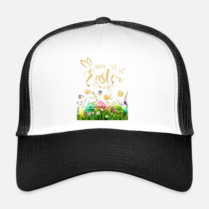 Pâques dorées - Fleurs et œufs Casquette trucker 