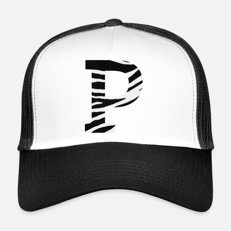 Buchstabe p Zebra - Trucker Cap - Weiß/Schwarz