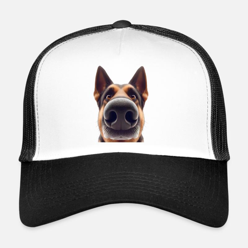 Hundekopf 9 Schäferhund - Trucker Cap - Weiß/Schwarz