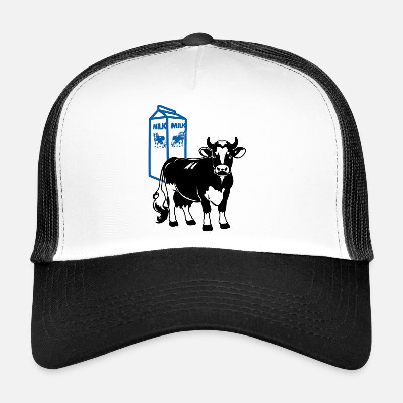 Milchkuh mit Milchkarton Hintergrund Trucker Cap