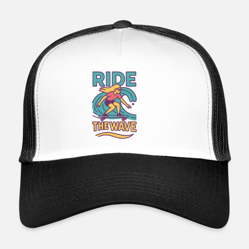 Surfing & Scrolling Theme T-Shirt - Trucker Cap - white/black