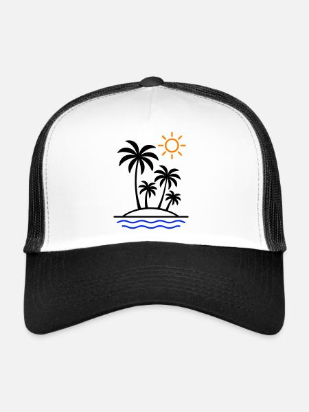 Palmiers d’été de l’île - Casquette trucker  - blanc/noir - Devant