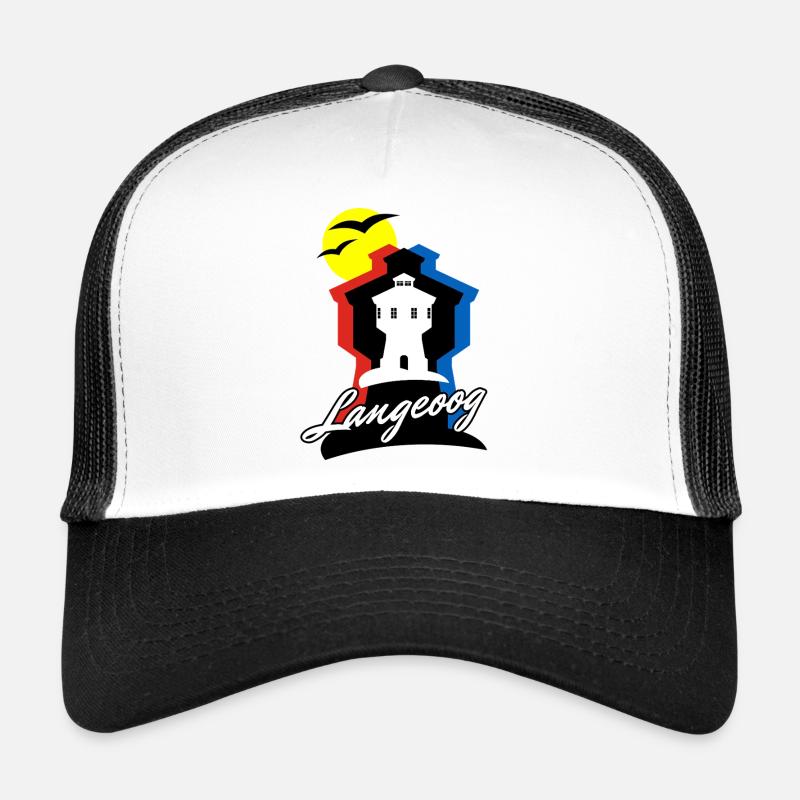 Langeoog Style mit Wasserturm - Trucker Cap - Weiß/Schwarz