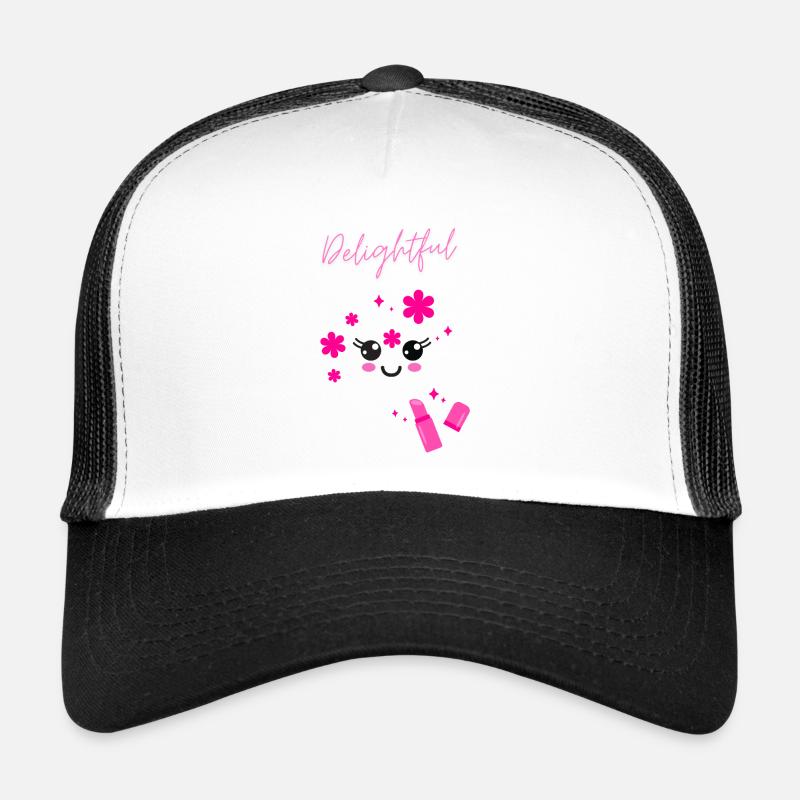 Delightful with cute kawaii face lipstick Trucker Cap