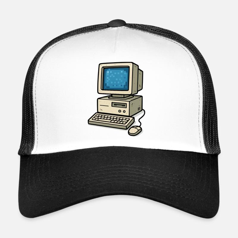 computer old school - Trucker Cap - Weiß/Schwarz