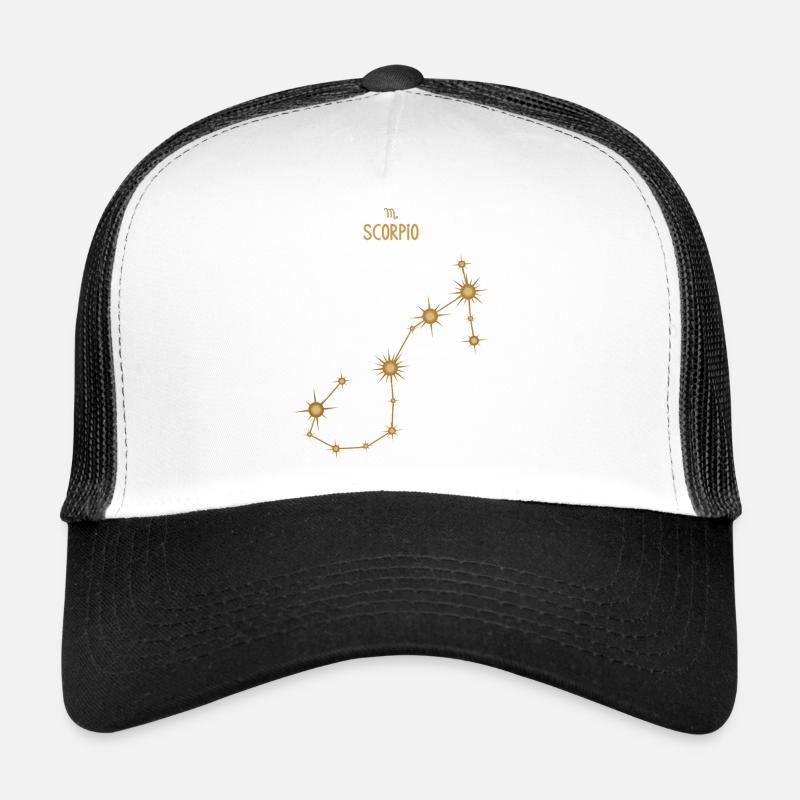 Signe du zodiaque Scorpion Constellation d’étoiles Ton doré Casquette trucker 