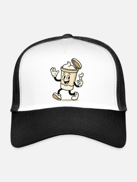 Cream Mug Comic - Trucker Cap - white/black - Front