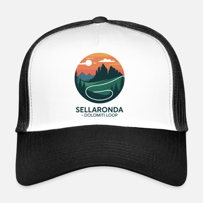 Sellaronda Dolomiti Loop Radsport Kunst - Trucker Cap - Weiß/Schwarz