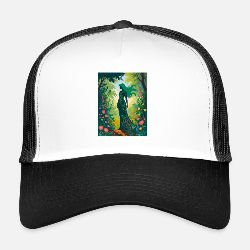 Mère Nature dans la forêt enchantée - Casquette trucker  - blanc/noir