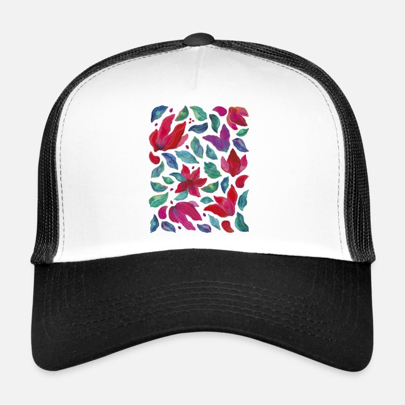 Lebendige Blumen - Trucker Cap - Weiß/Schwarz