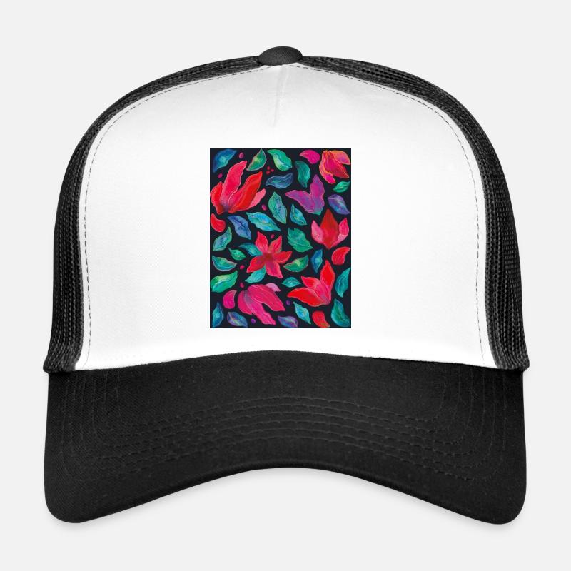 Lebendige Blumen auf dunklem Hintergrund Trucker Cap