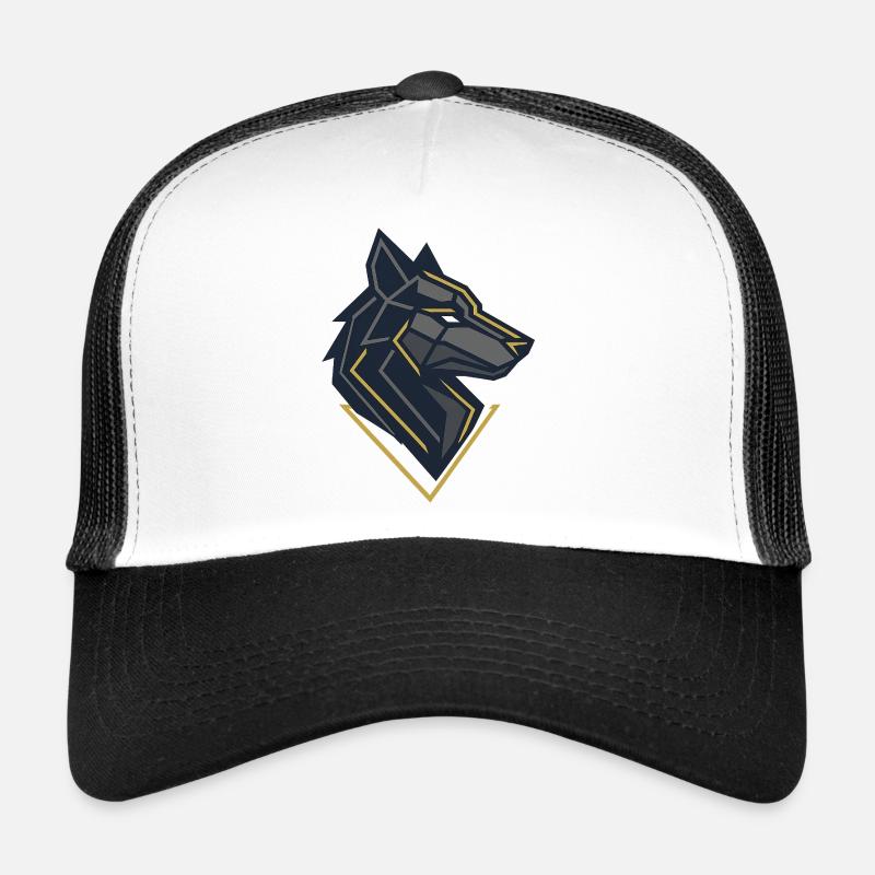 Geometric Wolf Emblem Trucker Cap