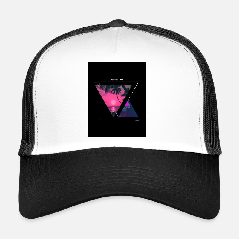 Tropical Sunset Triangle Design Trucker Cap