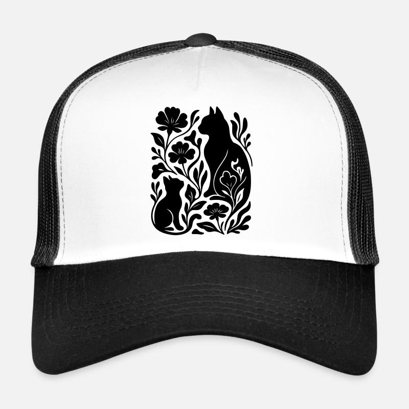 Abstraktes Spiel Katzen - Trucker Cap - Weiß/Schwarz