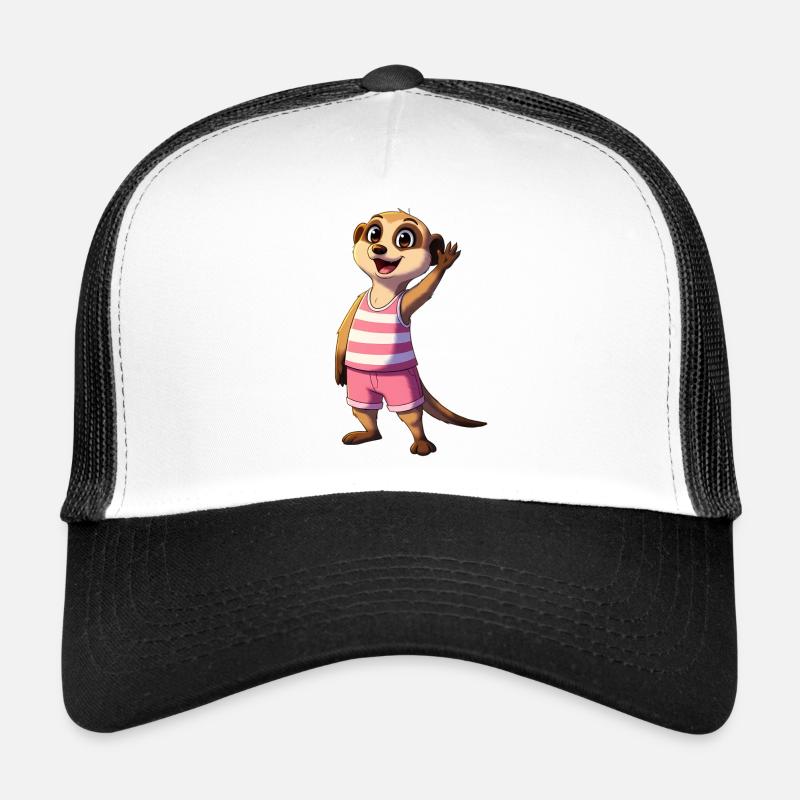 Motif suricate ludique à rayures roses Casquette trucker 