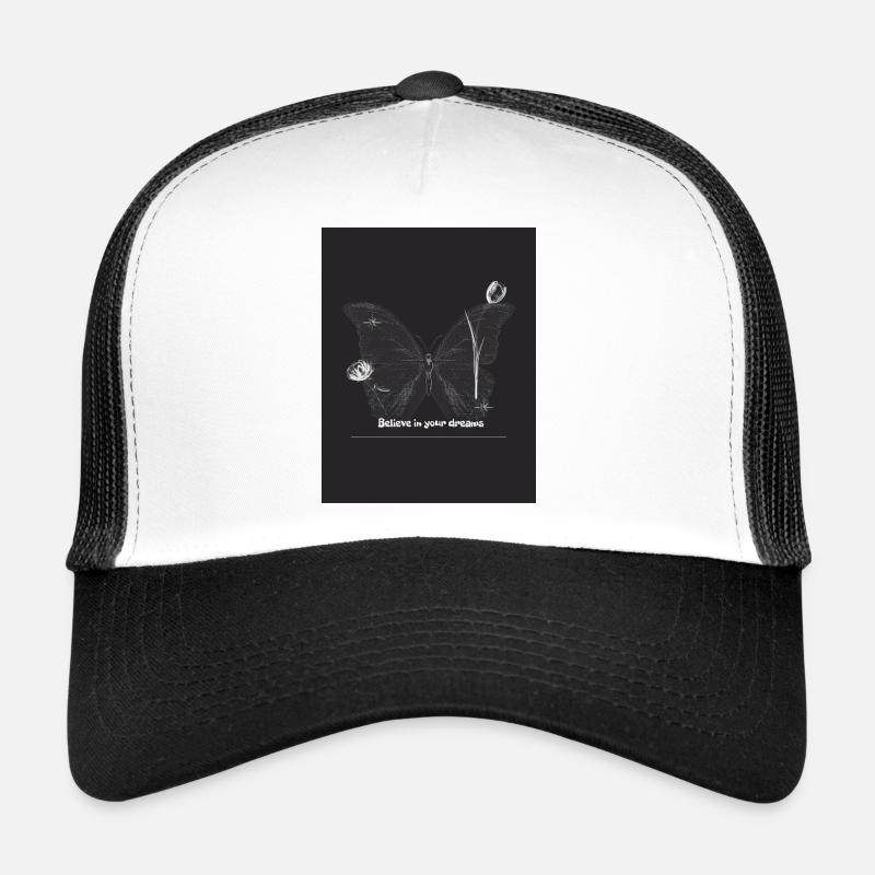 Schmetterling mit inspirierender Botschaft in Schwarz-Weiß Trucker Cap