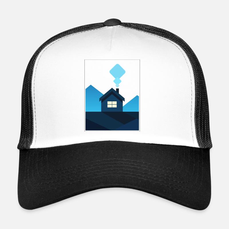 Maison minimaliste abstraite en bleu Casquette trucker 