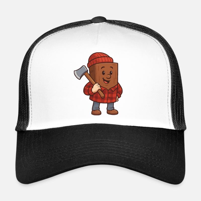 Bloc de bois avec hache Design joyeux Casquette trucker 
