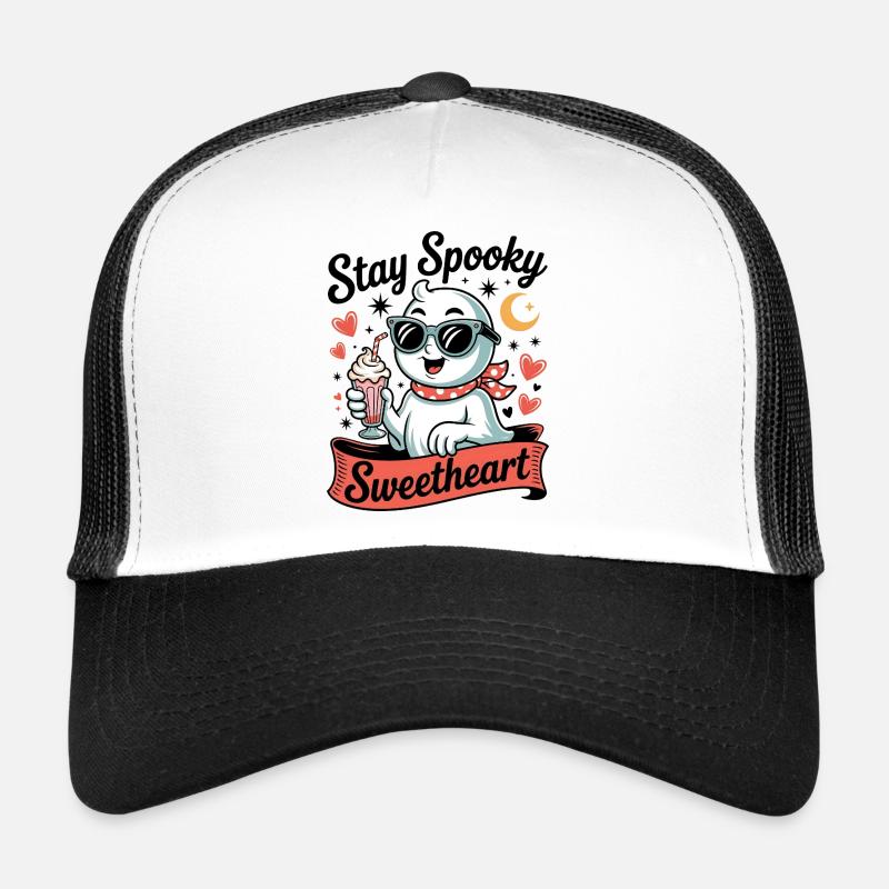 Bleib gruselig Schatz Retro süß Halloween Geist Trucker Cap