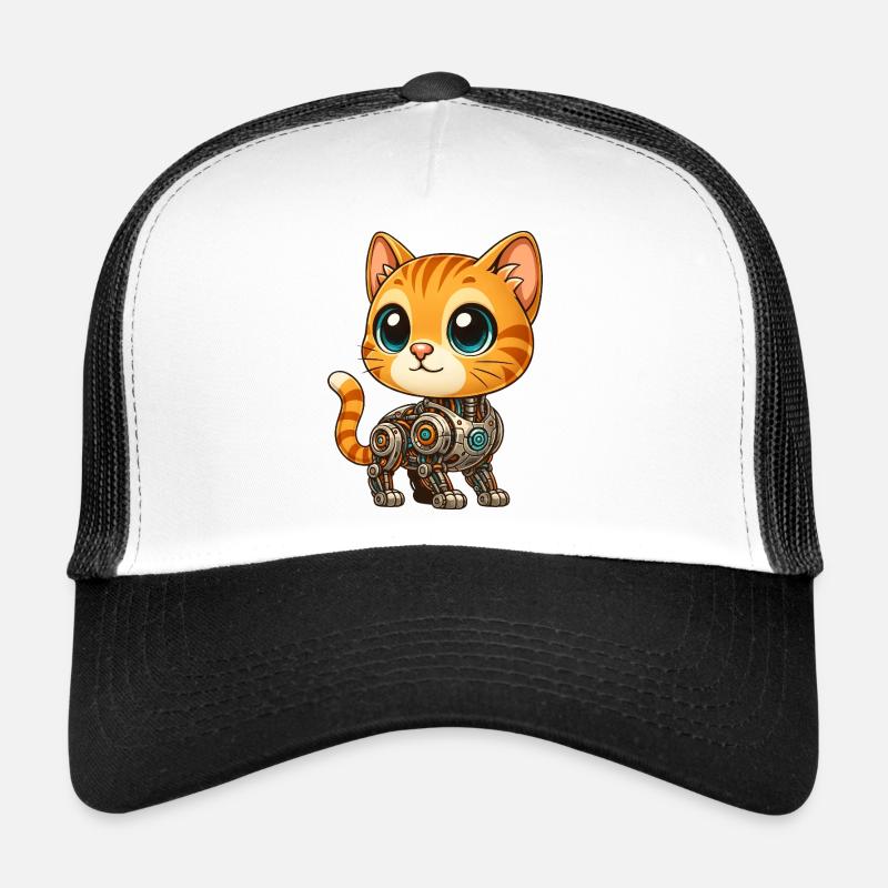 Cute Cat Cartoon Cyborg Robot Mech Cat Trucker Cap