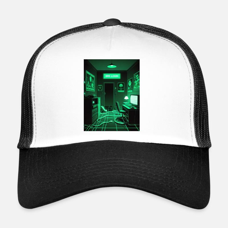 Neon Cyberpunk Gaming Raum - Trucker Cap - Weiß/Schwarz