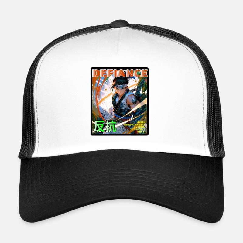 Fighting Spirit Samurai Illustration - Trucker Cap - white/black