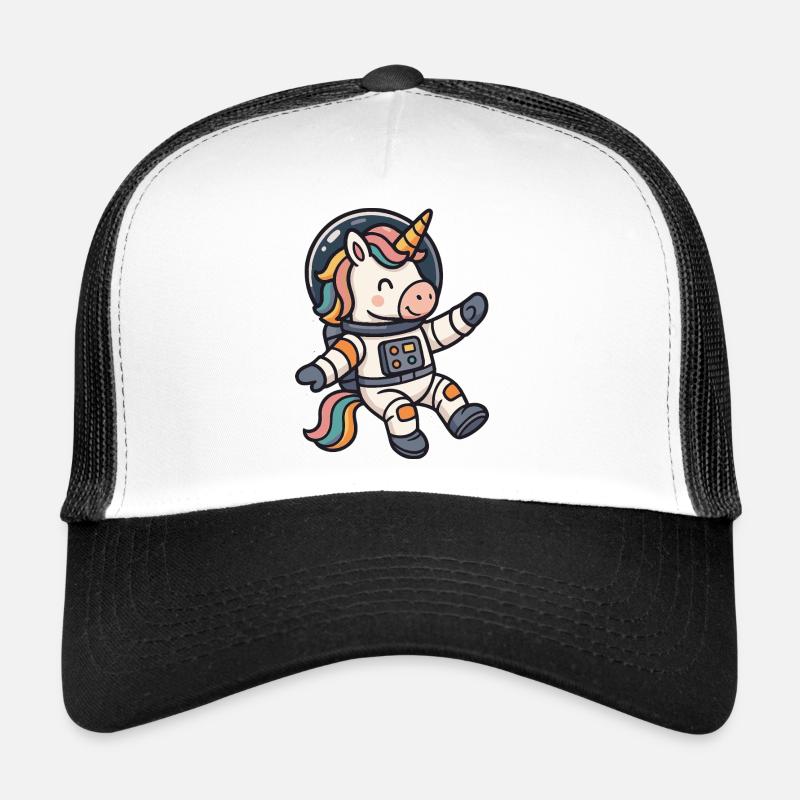 Fantasievoller Einhorn-Astronaut Regenbogenmähne Trucker Cap