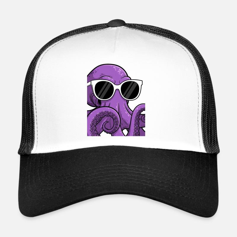 Pieuvre décontractée avec lunettes de soleil Casquette trucker 