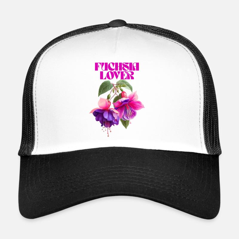 Fuchsia Lover Botanical Illustration - Trucker Cap - white/black