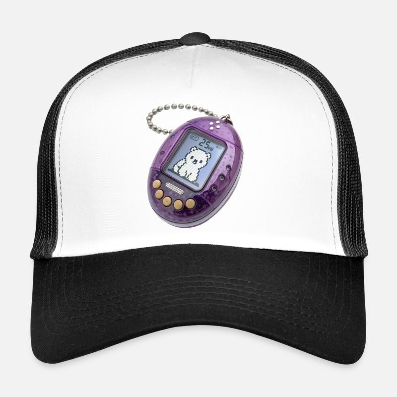 Niedlicher Pixel-Katzenwecker - Trucker Cap - Weiß/Schwarz
