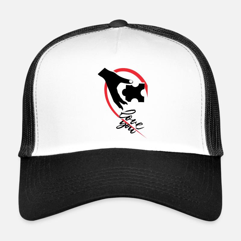 Hand, die ein Puzzle hält, halb ein Herz Trucker Cap