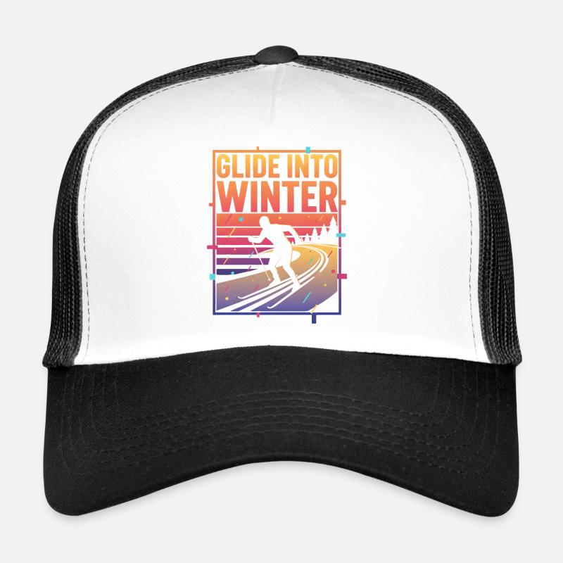 Langlauf Glide Into Winter Neon Retro - Trucker Cap - Weiß/Schwarz